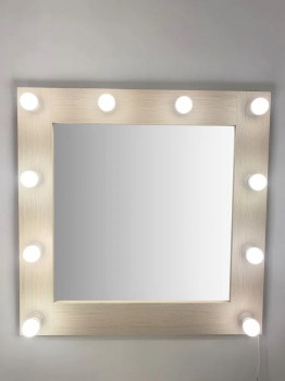 Гримерное зеркало с подсветкой 75х75 Сосна рустик